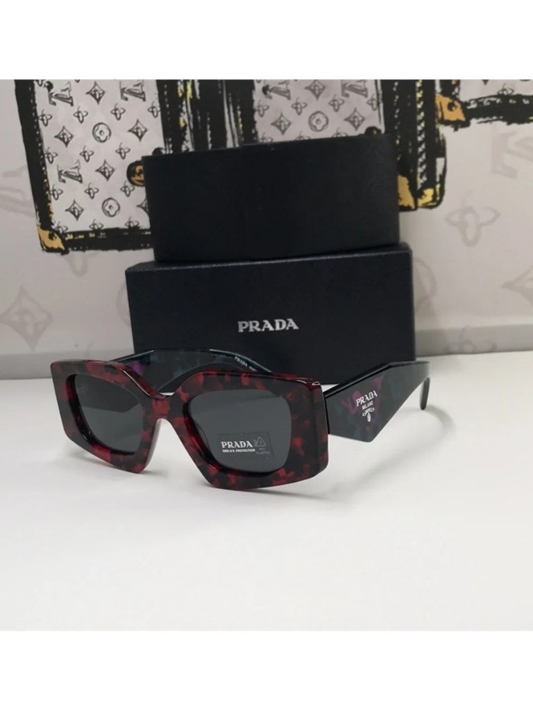 New Authentic Prada Red Tortoise Shell Sunglasses